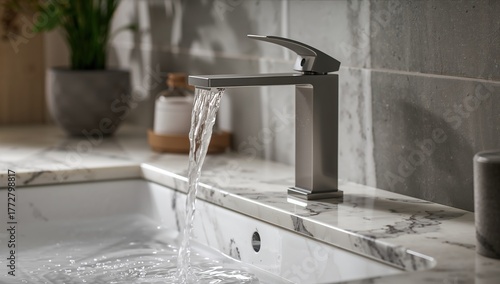 Faucet releasing water in a...
