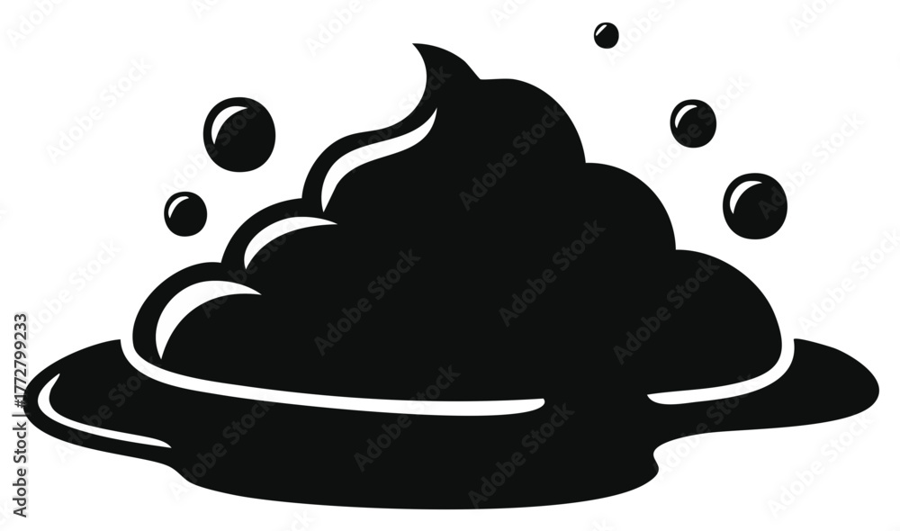 Fototapeta premium Stylized Dark Foam and Bubbles Icon Flat Design Vector Illustration Isolated
