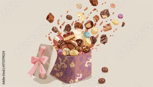 Assorted chocolates leaping...