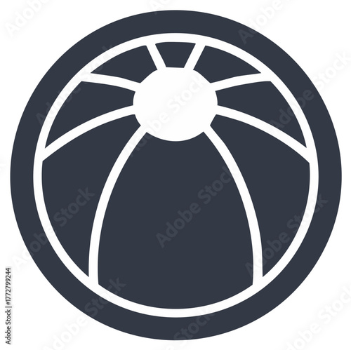 Dark blue and white beach ball icon isolated on white background for summer recreation