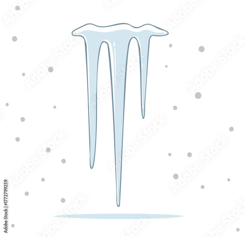 Simple hand-drawn illustration of hanging icicles and falling snow