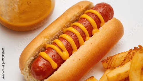 Delicious sausages with mus...