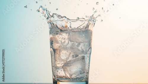 Glass filled with ice cubes...