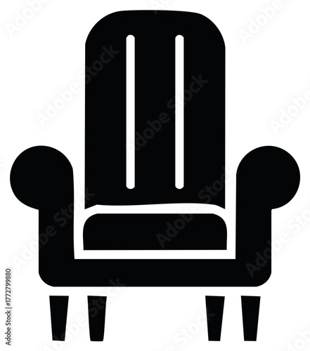 Classic Armchair Design Icon Comfortable Seating Symbol Silhouette Furniture