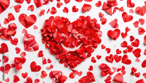 Confetti arranged in heart ...