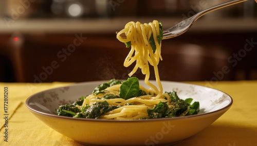 Delicious spinach pasta ser...