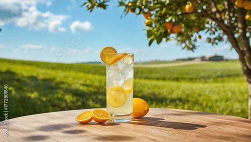 Glass filled with lemonade ...