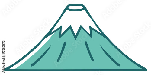 Stylized Mountain Peak Illustration with Snowy Top Minimal Design