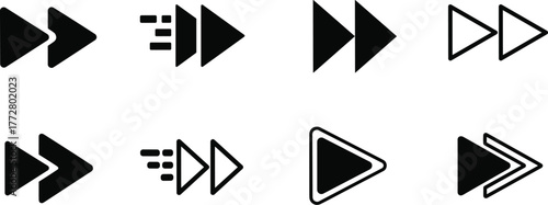 Fast forward play button icons set vector