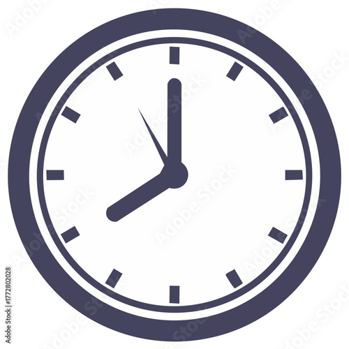 Abstract Clock with Round Dark Blue Border and Time Indicators, Representing Eight O'clock