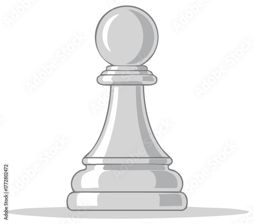 A Single White Pawn Chess Piece Rendered in a Stylized Flat Design