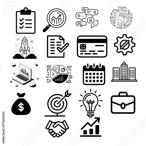 Here are 18 new business icon .