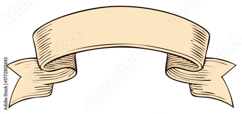 Vintage banner scroll illustration, retro style, blank space for message