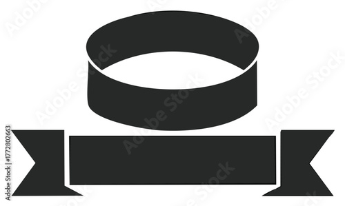 Elegant Monochrome Banner Design Displaying Simple Scroll And Stylish Crown