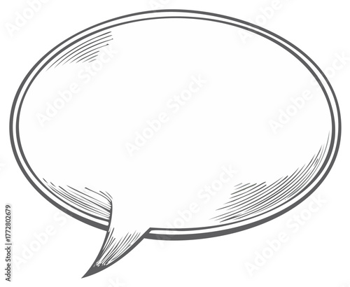 Hand drawn speech bubble illustration vector artwork for quote or conversation. Blank dialogue balloon chat box doodle