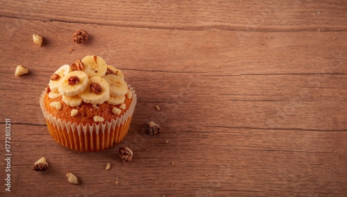 Banana bread with nuts on a...