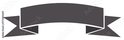 Simple Curved Grey Banner Ribbon Graphic Design Element for Text