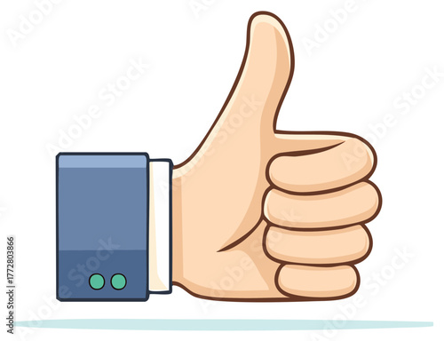 Cartoon Hand Gesture Showing Approval Agreement Business Concept with Thumbs Up