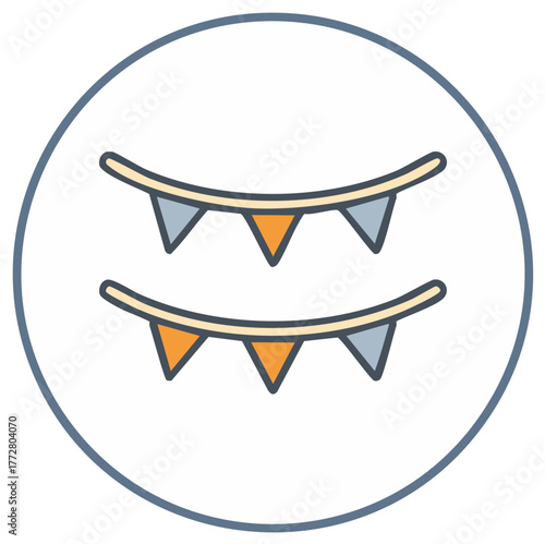 Colorful Pennant Banners Suspended in Celebration Festivity Icon Design