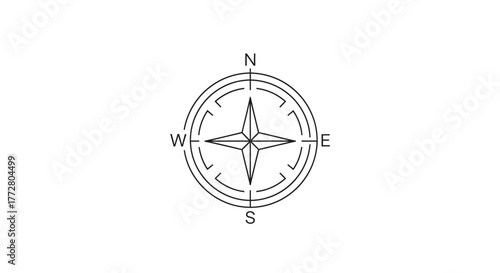 Simple compass rose illustration symbolizing direction navigation and exploration