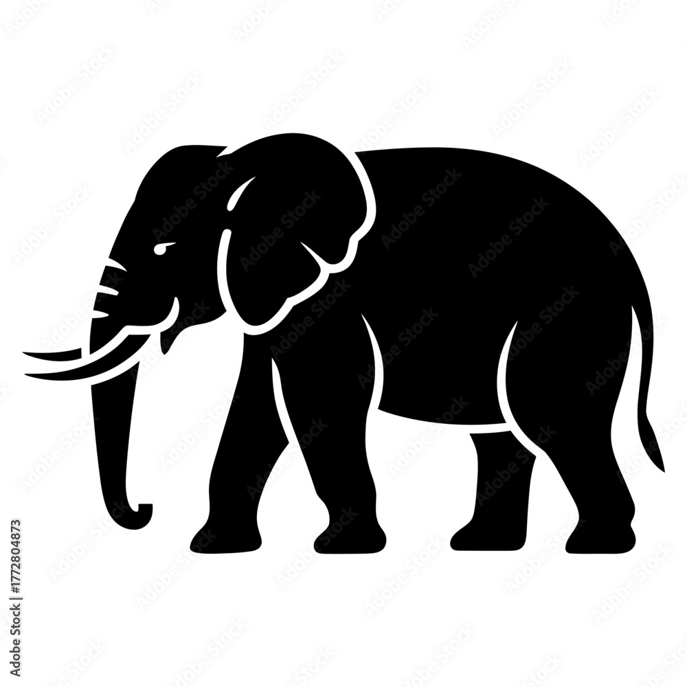 Obraz premium black elephant icon Silhouette vector style on white background