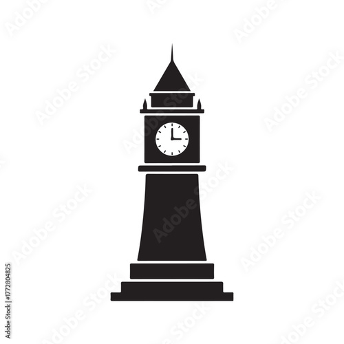 Clock tower icon silhouette vector flat illustration design on white background