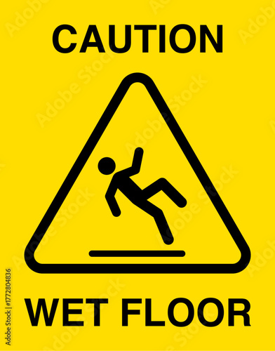 Caution wet floor yellow sign