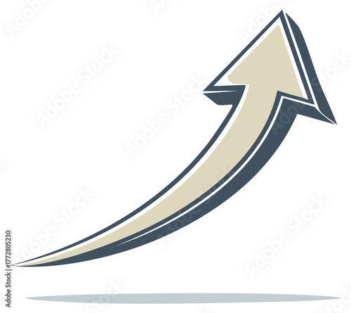 Stylized Arrow Ascending with Dramatic Shadow