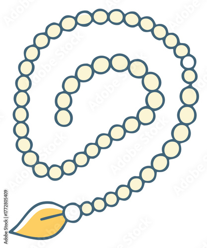 Rosary prayer beads illustration with tassel religious spiritual symbol