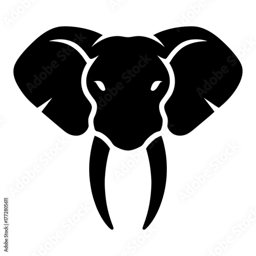 elephant head and teeth icon Silhouette vector on white background