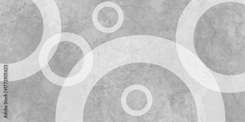 White abstract background with white circle rings in faded distressed vintage grunge texture design. Geometric grey textured abstract modern background - stock illustration.Grunge abstract background
