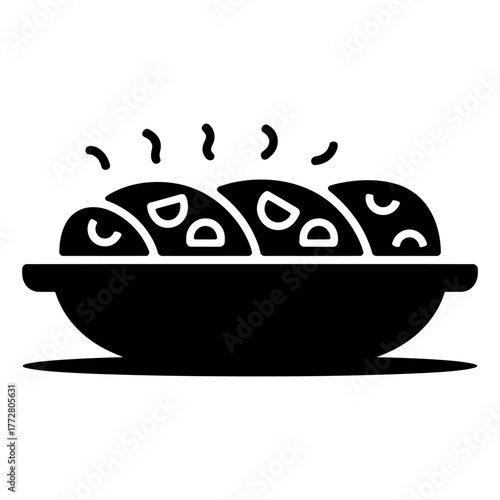 Enchilada served on a pan icon Silhouette vector on white background