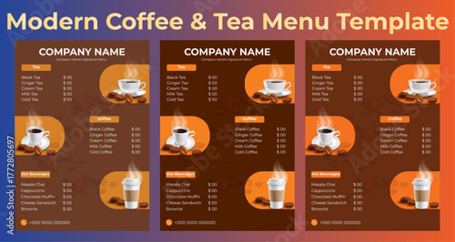 Modern Coffee & Tea Menu Template.