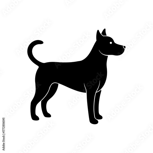 Silhouette of a black dog on transparent background