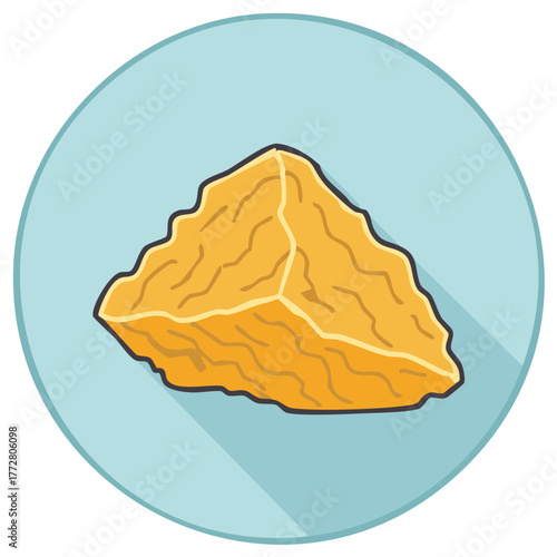 Isolated nugget concept art design element over aqua disc illustration with shadow detail. Isolated gold nuggets artwork.