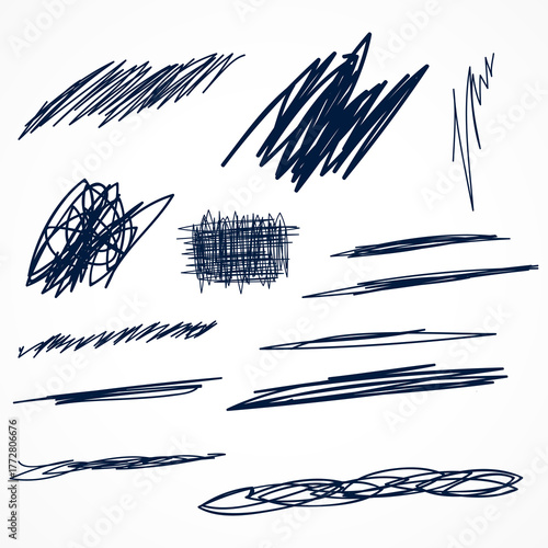 Hand Drawn Ink Scribbles Set – Abstract Pen Line Doodles EPS