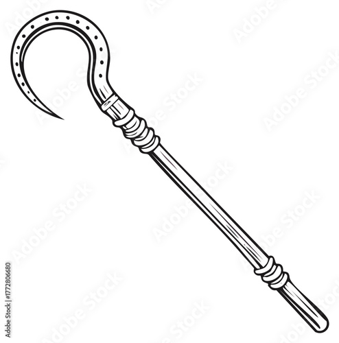 Ancient Egyptian crook and flail symbol drawing for authority and leadership