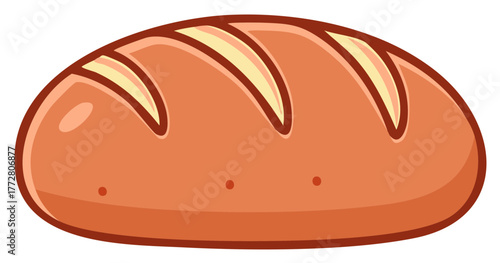 Cartoon loaf of bread illustration. Baked food product isolated on white.