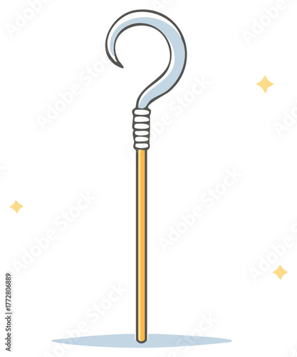 Question Mark Shaped Hook Staff with Sparkles Symbol Illustration