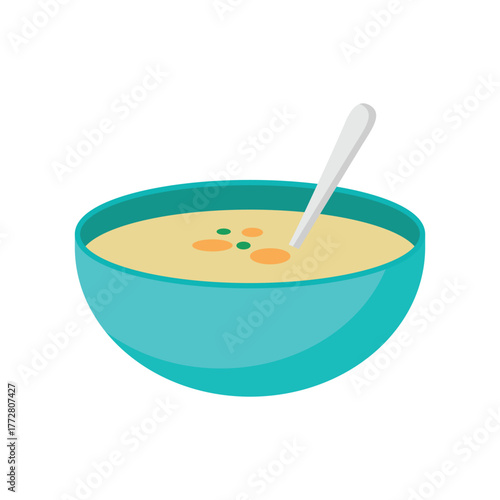 Soup bowl flat vector illustration on white background