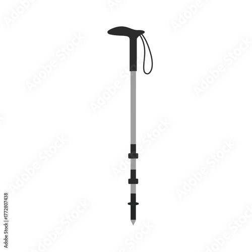 Trekking pole flat vector illustration on a white background