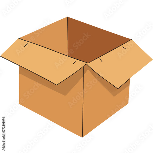 Open Cardboard Box Watercolor vector illustration