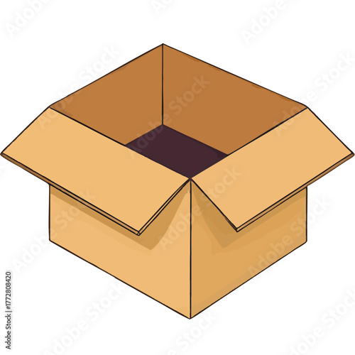 Open Cardboard Box Watercolor vector illustration