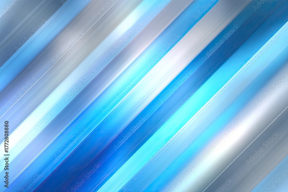 Fototapeta premium Diagonal blue and silver abstract background with light streaks