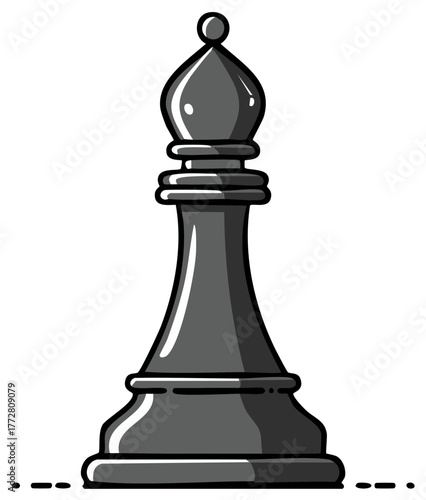Stylized black chess bishop piece with a pointed mitre top and bulbous base