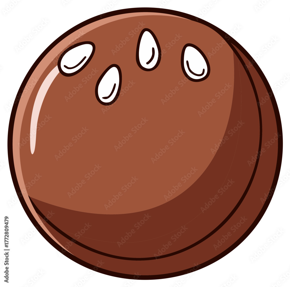 Fototapeta premium Stylized Brown Coconut with Three Eye Spots and White Highlights