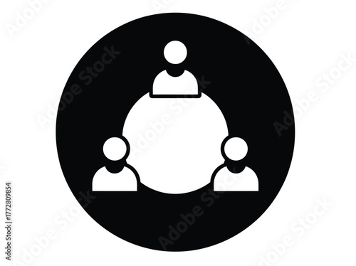 Dynamic team collaboration icon for modern business meetings, fostering teamwork and shared leadership, perfect for illustrating brainstorming sessions and strategic planning discussions