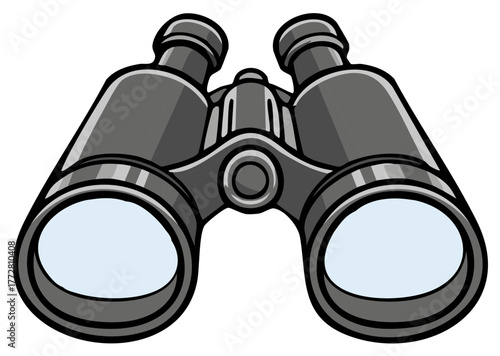 Cartoon Binoculars Equipment for Discovery Observation and Travel Search