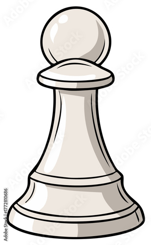 Cartoon illustration of a single chess pawn with a clean and simple design