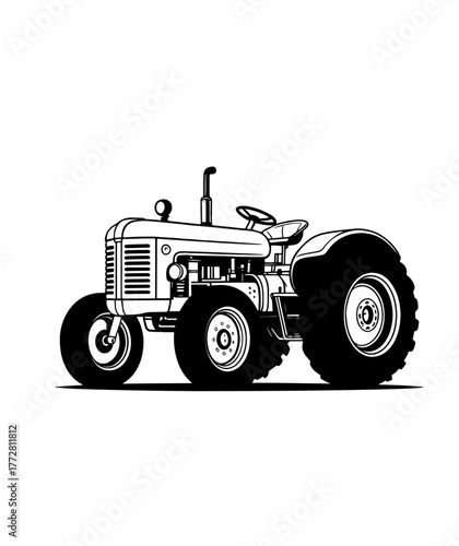 silhouette of a tractor illustration vector
